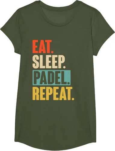 Vista 73 de Eat Sleep Padel Repeat - Camiseta de pádel retro vintage, Negro