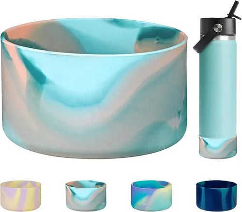 Vista 34 de WK IEASON Funda protectora de silicón base para botella de Hydro Flask de boca ancha/boca estándar, protector de fondo de silicón antideslizante