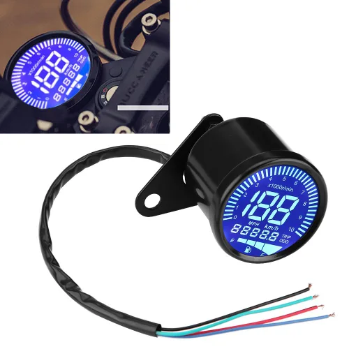 Vista 5 de Keenso 2.6 "Velocímetro universal para motocicleta, tacómetro LED, medidor de nivel de aceite