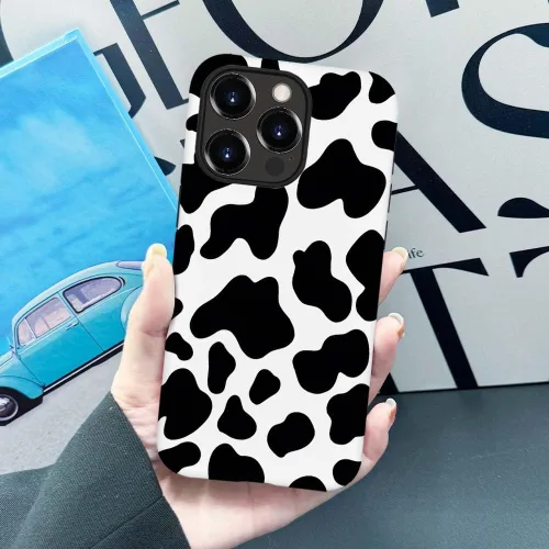 Vista 5 de SEized Funda compatible con iPhone 13 Pro Max, funda de teléfono con patrón de vaca blanca y negra para niñas, mujeres, niños y hombres, funda