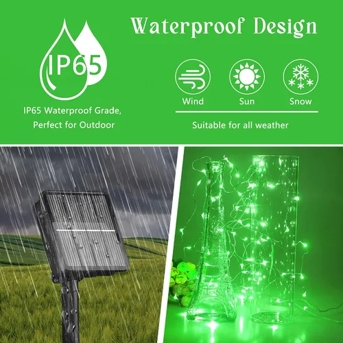 Vista 3 de Selarlyt - Cadena de luces solares para exteriores, 200 LED de 72 pies, 8 modos, luces de hadas con energía solar, impermeables para decoración