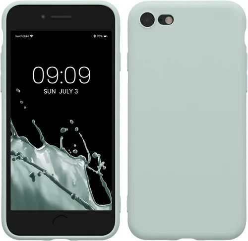 Vista 11 de kwmobile Funda compatible con Apple iPhone SE (2022) / SE (2020) / 8/7 - Funda protectora delgada de TPU para teléfono, acabado mate suave, remolino