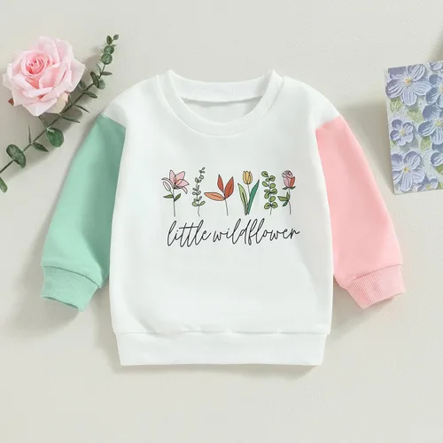 Vista 2 de Muasaaluxi Sudadera de manga larga con cuello redondo para bebé niña, suéter de gran tamaño, ropa de otoño 6M-4T