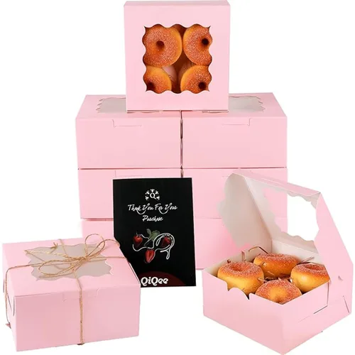 Vista 17 de qiqee Cajas de galletas negras con ventana, 36 paquetes de 6 x 6 x 3, caja de pastelería negra para recuerdos de boda, cumpleaños y fiesta
