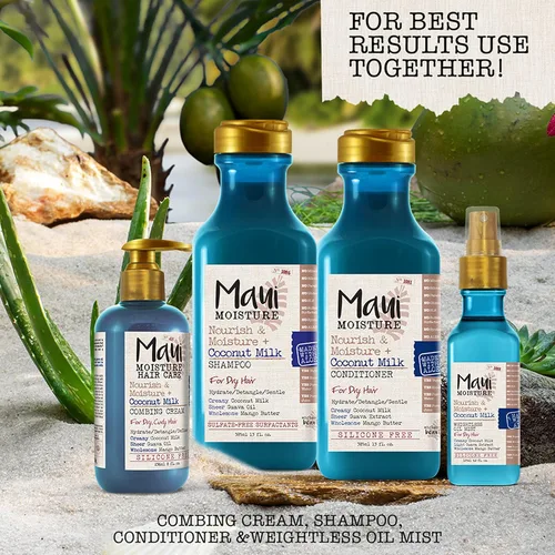Vista 8 de Maui Moisture Acondicionador nutritivo y humectante + leche de coco para hidratar y desenredar el cabello rizado, acondicionador hidratante diario