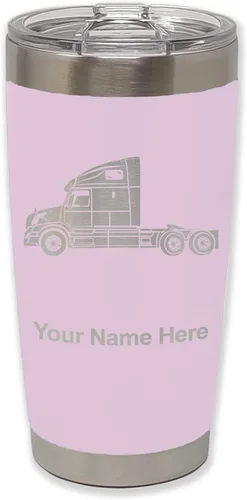 Vista 25 de LaserGram Taza aislada al vacío de 20 onzas, cabina de camión, grabado personalizado incluido (negro)