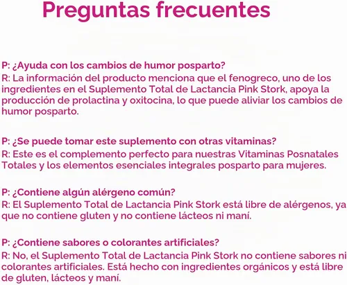 Vista 8 de Suplemento de lactancia total Pink Stork para suministro de leche materna, 60 cápsulas