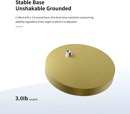 Vista 8 de AXX Lámpara de escritorio dorada, luz de mesa de 24 pulgadas para oficina en casa, dormitorio, dormitorio universitario, bombilla LED incluida, 1000
