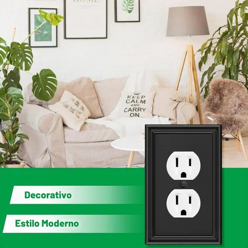 Vista 4 de Cubiertas decorativas modernas negras para tomacorrientes, placas de interruptor eléctrico y cubiertas de tomacorrientes receptáculos