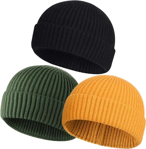 Vista 26 de vidsel Gorro Corto de Pescador para Hombres y Mujeres, Gorro de Lana Tejida con Puño Estilo Moderno de Arrastrero, Gorros Cálidos de Invierno