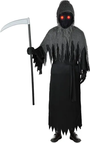 Vista 3 de Disfraz de la parca para niños, disfraz de fantasma para Halloween, disfraz de juego de rol
