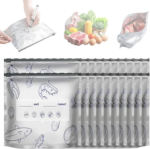 Vista 7 de Bolsas de almacenamiento reutilizables de papel de aluminio sellables, bolsas deslizantes reutilizables para almacenamiento y conservación