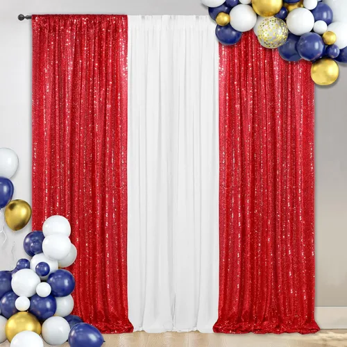 Vista 17 de SquarePie - Cortina de lentejuelas 2 pies x 8 pies, azul bebé, 2 piezas, decoración brillante para bodas y fiestas