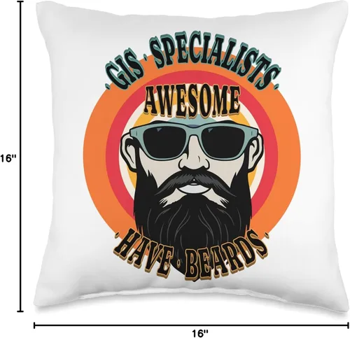 Vista 4 de GIS SPECIALISTS Gifts Awesome GIS Specialists Have Beards - Almohada divertida de 16 x 16 pulgadas, multicolor