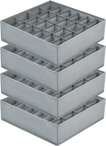 Vista 38 de Joyoldelf Organizador de cajones para calcetines, organizador de ropa interior, organizador de 16 celdas de tela, cajas de almacenamiento para Beige