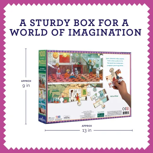 Vista 6 de eeBoo Rompecabezas de 100 piezas para niños – Explorers School of Magic Rompecabezas infantil con temática de mago, piezas grandes para manos