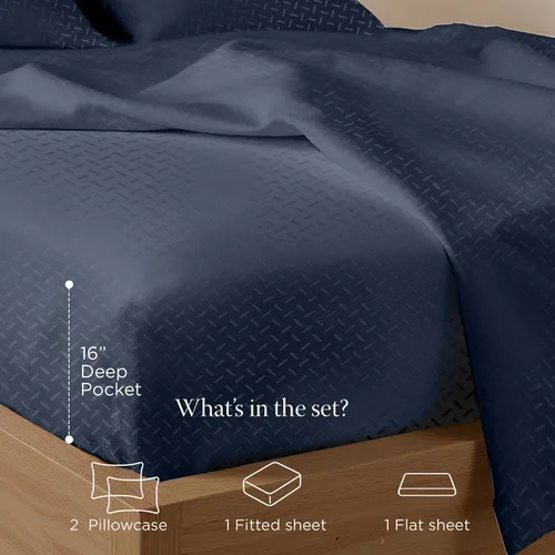 Vista 148 de Threadmill Juego de sábanas de algodón Twin Sábanas 100% algodón para cama tamaño Twin Juego de sábanas de satén jacquard damasco con bolsillo