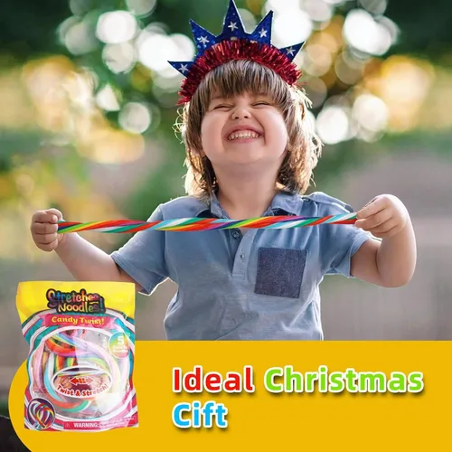 Vista 5 de Juguetes sensoriales para ansiedad, paquete de 5 cuerdas elásticas para niños, fideos de mono texturizados elásticos de 11 a 40 pulgadas, juguetes