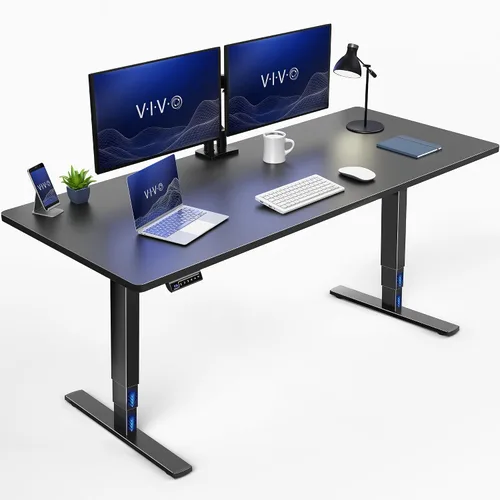 Vista 33 de VIVO - Escritorio eléctrico de pie de 71 x 30 pulgadas con marco de bambú real, ajuste de pantalla táctil, soporte de marco de 176 lb, serie 2E