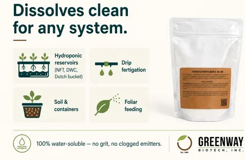 Vista 6 de Greenway Biotech, Inc. Fertilizante de tomate 4-18-38 en polvo, soluble en agua con micronutrientes quelados para tomates, pimientos y berenjenas