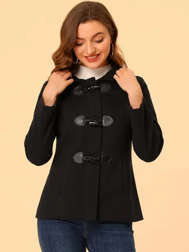 Vista 3 de Allegra K Abrigo casual de invierno con capucha para mujer