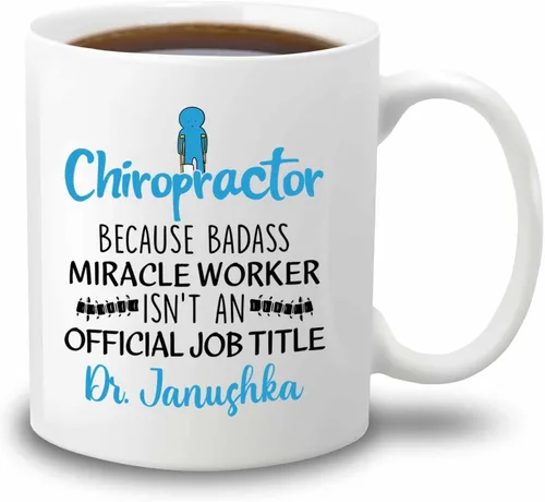 Vista 17 de Taza de té blanca personalizada con nombre quiropráctico de 11 onzas, 15 onzas, taza de café quiropráctico personalizada, taza de café quiropráctica