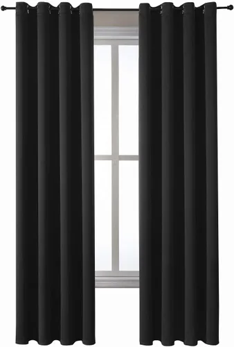 Vista 233 de ChrisDowa - Cortinas cortas para ventana de 40 pulgadas para dormitorio - Cortinas cortas con ojales y aislamiento térmico para oscurecer