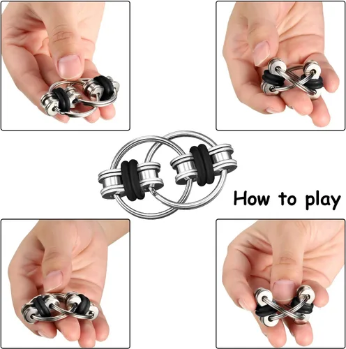 Vista 2 de Gejoy El juego de juguetes para ansiedad incluye seis cadenas de rodillos y reductores de estrés de cadena giratoria para autismo, alivio del estrés