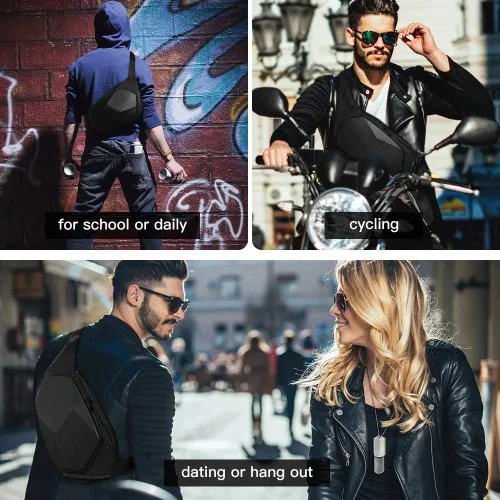 Vista 7 de BANGE Bolso bandolera impermeable y seguro para proteger la carcasa Crossbady, bolsa de hombro para ciclismo, senderismo, viaje, Negro grande, L