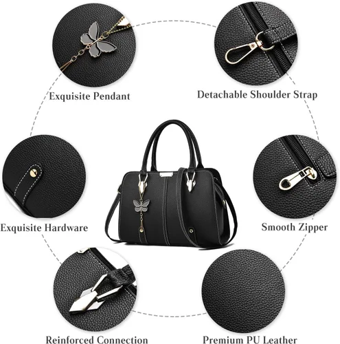 Vista 4 de FANDARE Bolso de mano para mujer, bolso de hombro de piel sintética, bolso impermeable