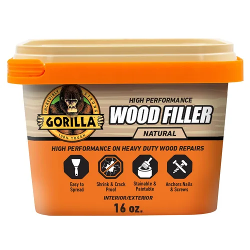 Vista 11 de Kit de reparación de madera de Gorilla, relleno multiusos con espátula y bloque de lijado.