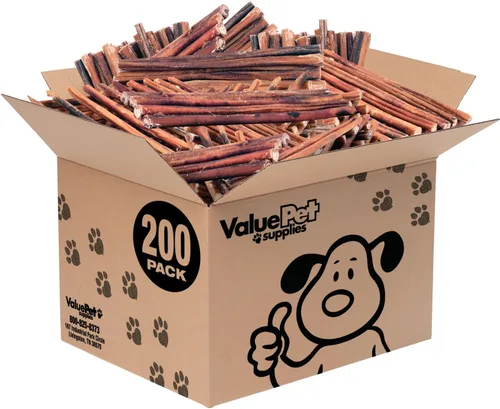 Vista 13 de ValueBull Bully Sticks para perros, medianos de 12 pulgadas, 100 unidades, totalmente naturales, alimentados con pasto, de un solo ingrediente