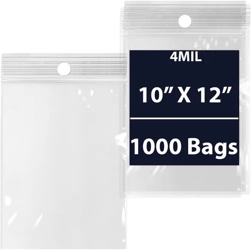 Vista 8 de Bolsas de polietileno con cierre con cierre para colgar, 4 mil 10 x 12 pulgadas y 100 bolsas Material de LDPE, plástico transparente con cierre