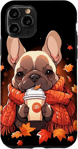 Vista 29 de French Bulldog Fall Autumn Pumpkin Spice Latte Frenchie Dog Case for iPhone 17