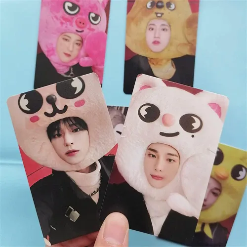 Vista 3 de MAXIDENT - Juego de regalo para niños, tarjetas fotográficas Lomo + llavero colgante Skzoo Felix Hyunjin Bangchan Changbin accesorios (A)