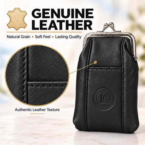 Vista 3 de Funda para cajetilla de cigarrillos de cuero con bolsillo para mechero, regular o 100 unidades, de Leatherboss (negro)
