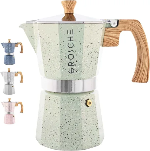 Vista 15 de GROSCHE Milano - Cafetera Moka para estufa, olla de expreso para 3 tazas de café, 5 oz, color negro - Cafetera cubana para estufa, cafetera Moka