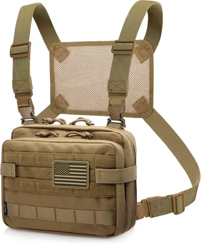 Vista 12 de WYNEX Bolsa táctica grande de administración de diseño de doble capa, bolsa de utilidad Molle EDC EMT con funda de mapa, bolsa modular
