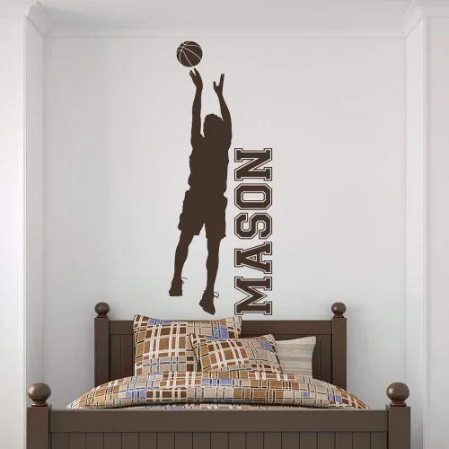 Vista 5 de Calcomanía de vinilo con nombre personalizado de baloncesto para niños