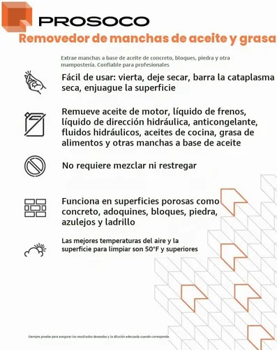 Vista 7 de Prosoco Removedor de manchas de aceite y grasa (1 cuarto de galón)