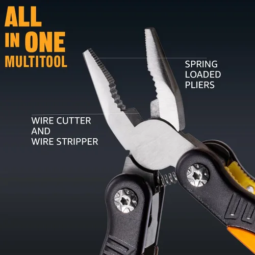 Vista 5 de Mini Multiherramienta de Bolsillo 12 en 1 con Cuchillo y Alicates - Mejor Accesorio de Utilidad Todo en Uno Multiusos para Hombres y Mujeres - Mejor