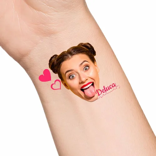 Vista 12 de Tatuajes temporales personalizados con texto de nombre, tatuaje temporal personalizado con logotipo fotográfico para adultos, parejas, mujeres