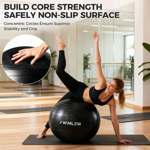 Vista 3 de Pelota de ejercicio extragruesa para yoga, 5 tamaños, antiestallido, resistente, pelota de estabilidad para gimnasio, para fitness, entrenamiento