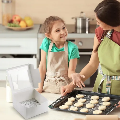 Vista 6 de Geyee 80 cajas blancas para panadería con ventana de 6 x 6 x 3 pulgadas