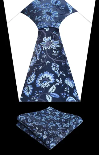 Vista 207 de Alizeal Mens 3.15inches Leaf Flower Pattern Tie with Floral Pocket Square Set