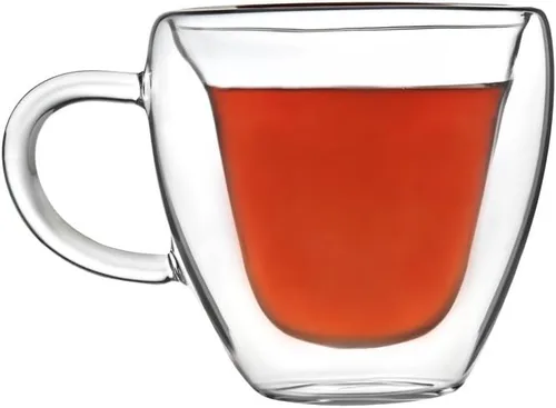 Vista 2 de Godinger Taza de corazón de doble pared, 8 onzas, juego de 2 tazas de café de vidrio aisladas