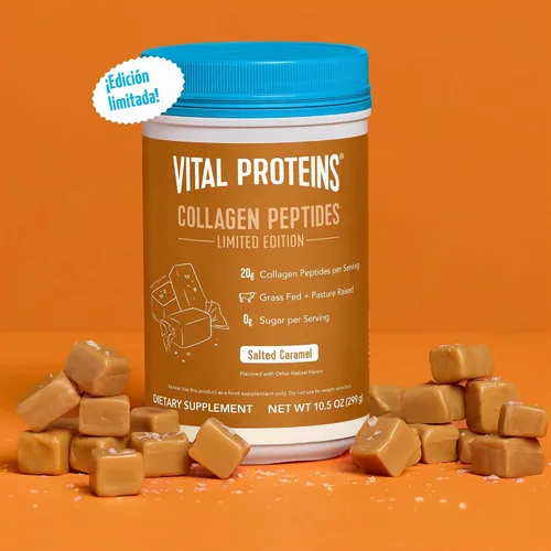 Vista 2 de Vital Proteins® Péptidos de Colágeno con Caramelo Salado, 20g de Péptidos de Colágeno, Cabello, Piel, Uñas y Articulaciones Saludables