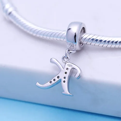 Vista 48 de ABUN Abalorio de plata de ley 925 con letra A a la Z, espaciador de inicial, con circonita cúbica transparete colgante, auténtica, para pulseras