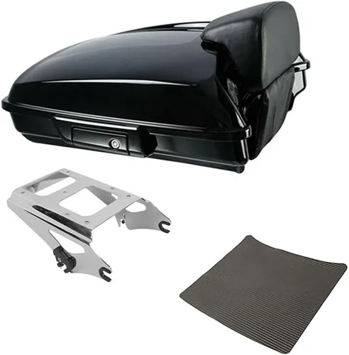 Vista 6 de TCMT Caja de maletero de motocicleta cortada con respaldo envolvente desmontable de dos plazas y soporte de montaje adecuado para Harley 2009-2013