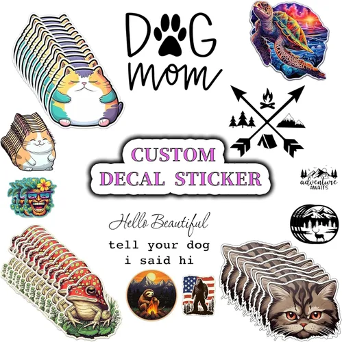 Vista 9 de Calcomanías de vinilo personalizadas, diseño personalizado de tu propio logotipo, texto, imagen, impermeable, resistente a los rayos UV, duraderas